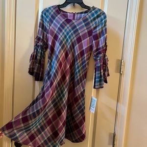 🍂Beautiful Fall Purple and Turquoise Girls Bonnie Jean Dress Size 14🍂